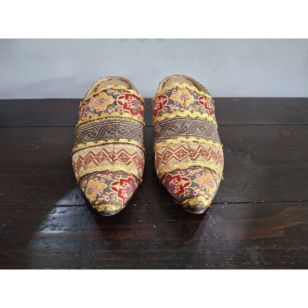 Diva Brown and Gold Embroidered Mules - Picture 5 of 9